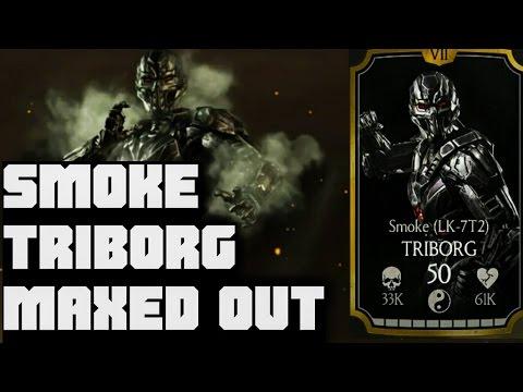 SMOKE TRIBORG GAMEPLAY & REVIEW. NEW CHALLENGE CHARACTER IN MKX MOBILE UPDATE 1.9