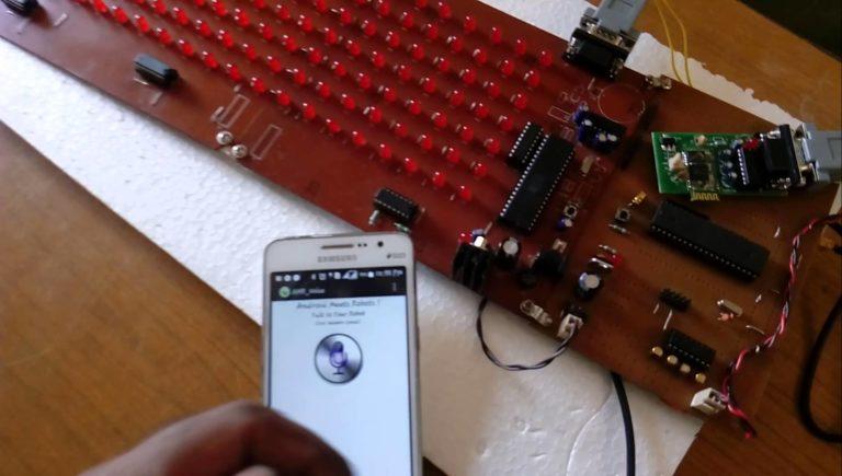 Voice controlled led scrolling display using wireless Bluetooth Android smart phone — IOT