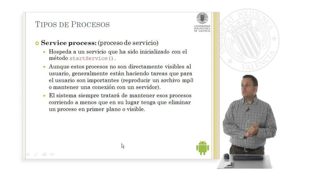 Ciclo de vida de los procesos en Android. © UPV