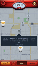Screenshots from the PulsePoint app