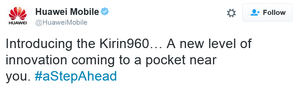 Tweet about the Kirin 960 chipset uses the same phrase