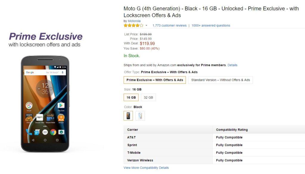 Amazon Prime Deal: Moto G (4th Gen) for just $120, down from $150