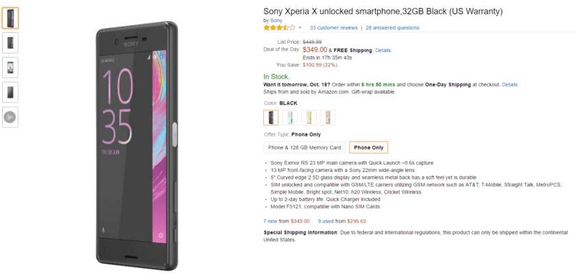 Deal: Save up to 25% on the Sony Xperia X range today only